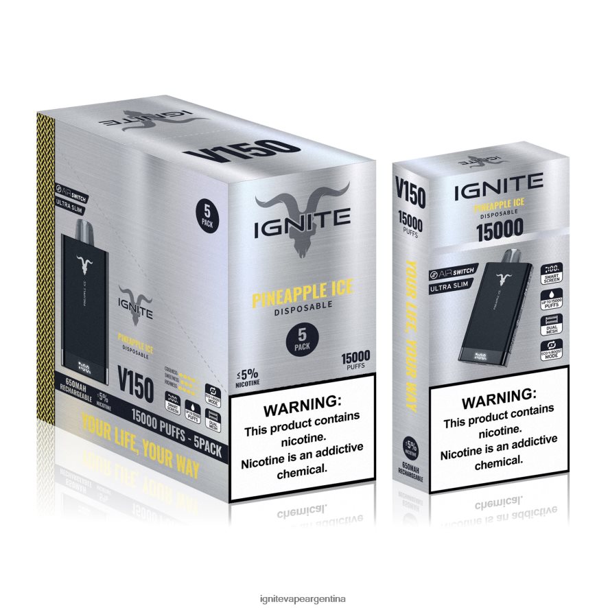 Ignite Vape Argentina - 8NZ28T91 IGNITE V150 paquete de 5 bolígrafos vaporizadores sandía manzana fresa
