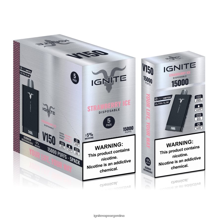 Ignite Vape Pod - 8NZ28T87 IGNITE V150 paquete de 5 bolígrafos vaporizadores mentol