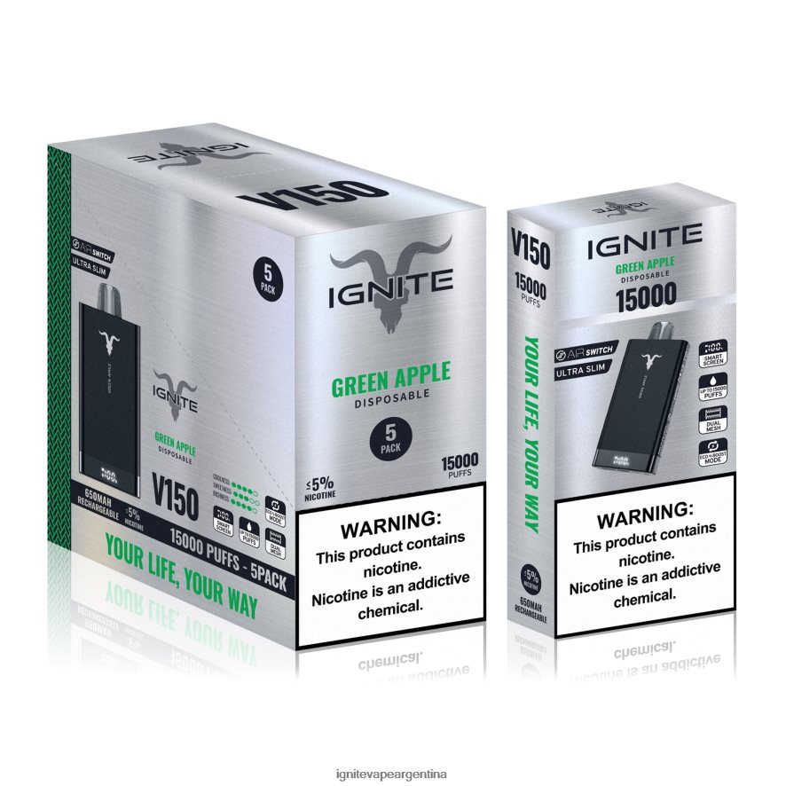 Ignite Vape Pod - 8NZ28T87 IGNITE V150 paquete de 5 bolígrafos vaporizadores mentol