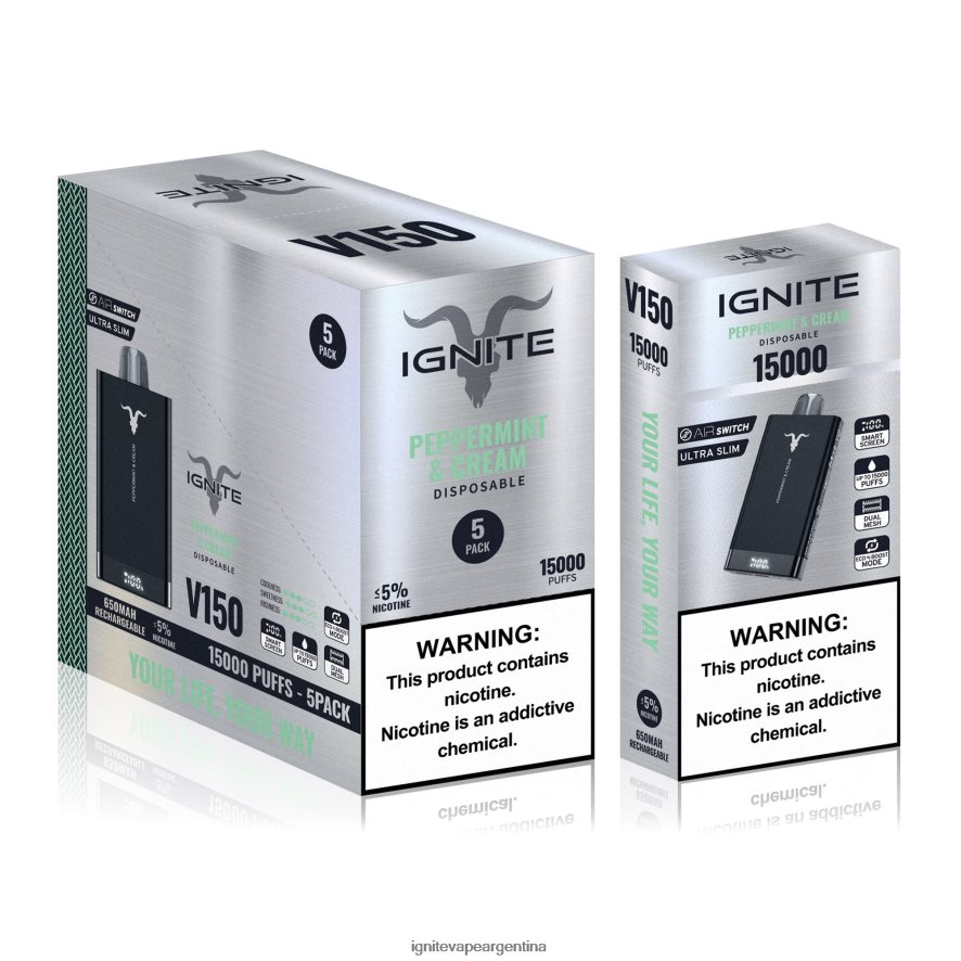 Ignite Vape Pod - 8NZ28T87 IGNITE V150 paquete de 5 bolígrafos vaporizadores mentol