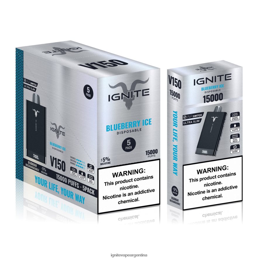 Ignite Vape Pod - 8NZ28T87 IGNITE V150 paquete de 5 bolígrafos vaporizadores mentol