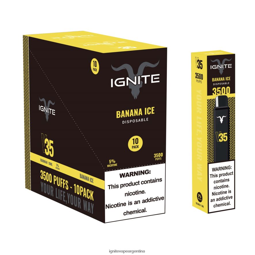 Ignite Comprar - 8NZ28T128 IGNITE V35 paquete de 10 bolígrafos vaporizadores Fresa plátano