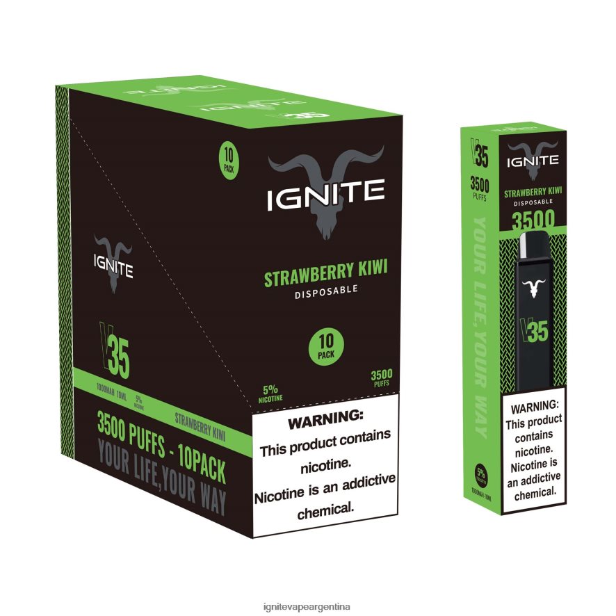 Ignite Nicotina Comprar - 8NZ28T126 IGNITE V35 paquete de 10 bolígrafos vaporizadores sandía manzana fresa