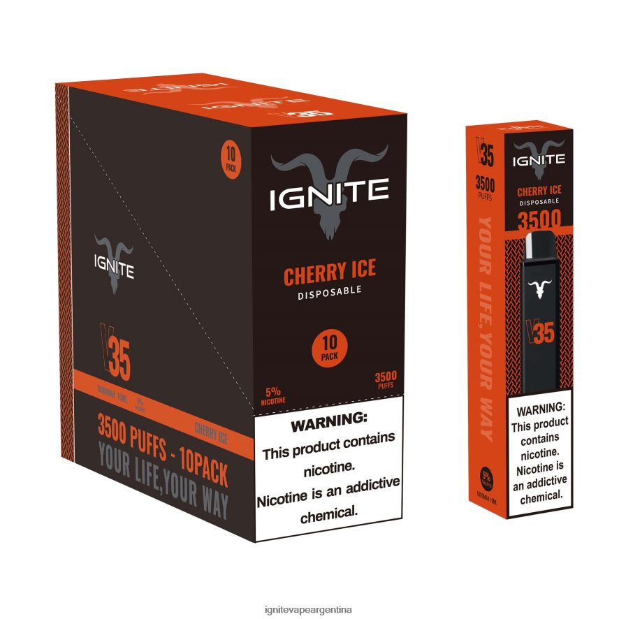 Ignite Nicotina Comprar - 8NZ28T16 IGNITE V35 paquete de 10 bolígrafos vaporizadores hielo de plátano