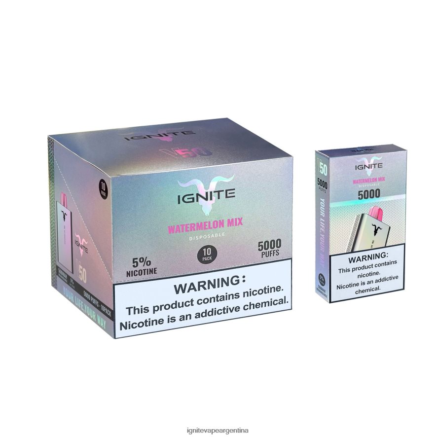 Ignite Vape Argentina - 8NZ28T151 IGNITE V50 paquete de 10 bolígrafos vaporizadores hielo de sandia