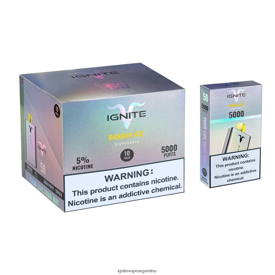 Ignite Vape Argentina - 8NZ28T151 IGNITE V50 paquete de 10 bolígrafos vaporizadores hielo de sandia