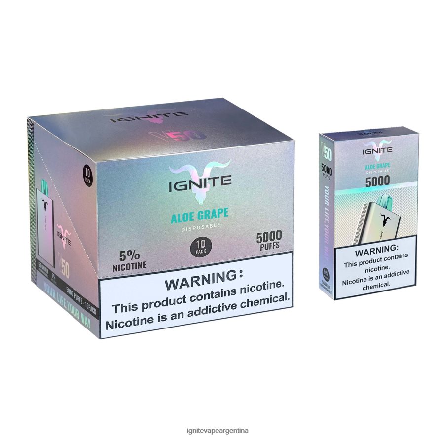 Ignite Vape Precio Argentina - 8NZ28T22 IGNITE V50 paquete de 10 bolígrafos vaporizadores áloe uva