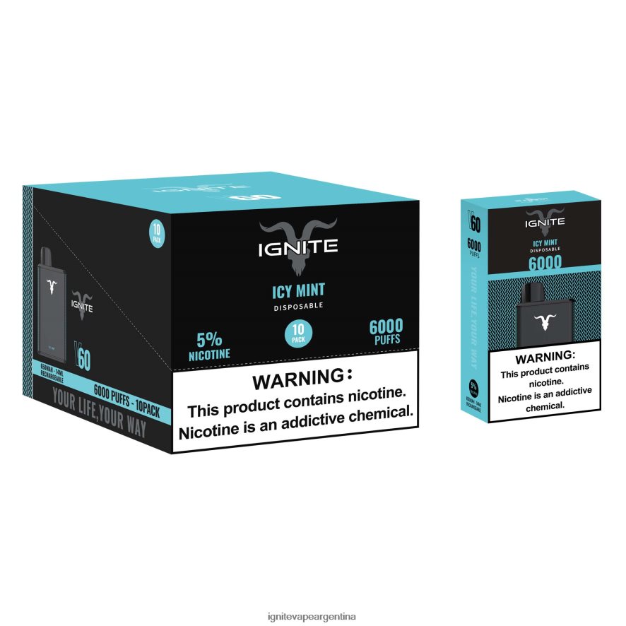 Ignite Cigarrillo Electronico - 8NZ28T20 IGNITE V60 paquete de 10 bolígrafos vaporizadores menta helada