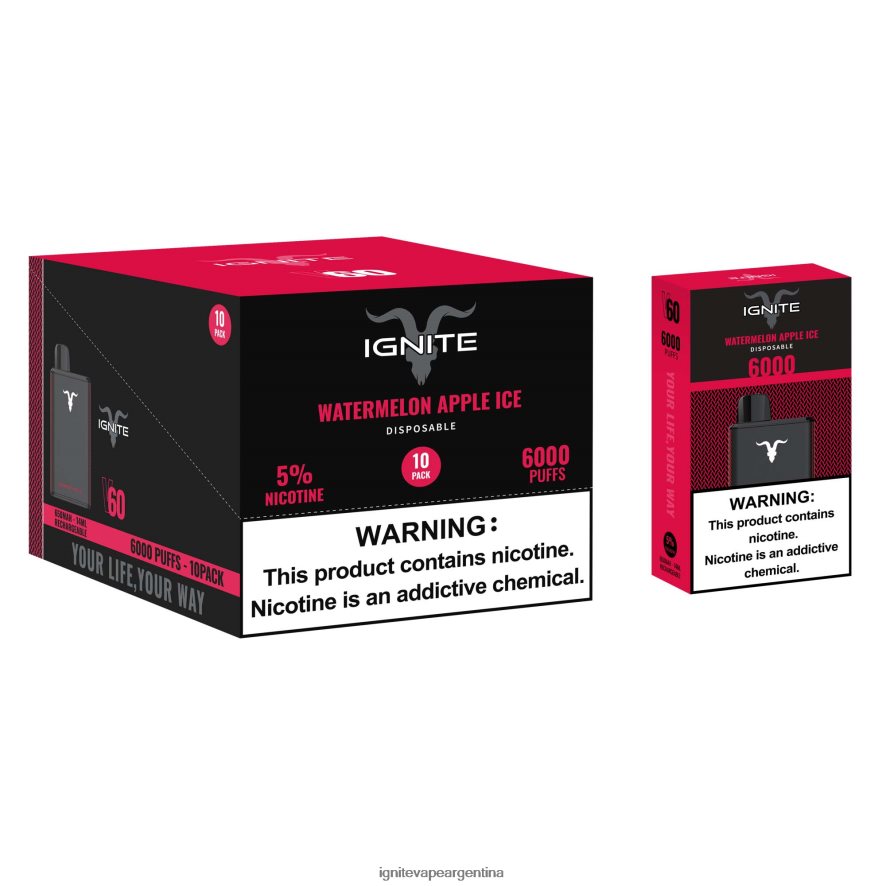 Ignite Vape Argentina - 8NZ28T1 IGNITE V60 paquete de 10 bolígrafos vaporizadores hielo de plátano