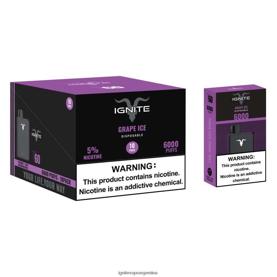 Ignite Vape Argentina - 8NZ28T1 IGNITE V60 paquete de 10 bolígrafos vaporizadores hielo de plátano