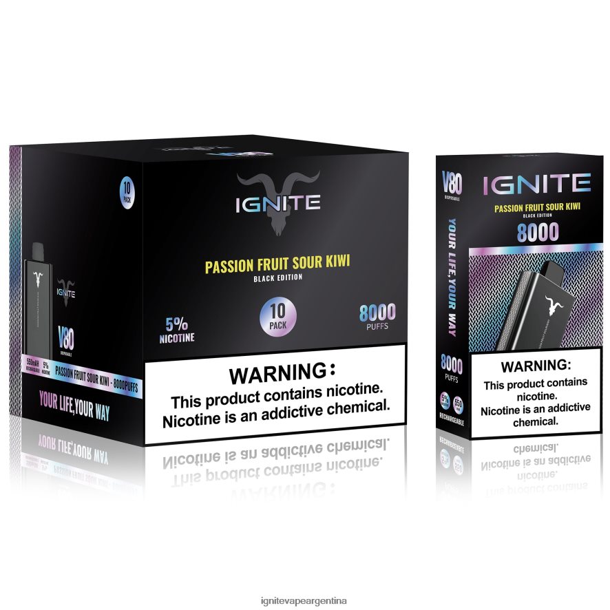 Ignite Nicotina Comprar - 8NZ28T6 IGNITE V80 paquete de 10 bolígrafos vaporizadores cereza de plátano